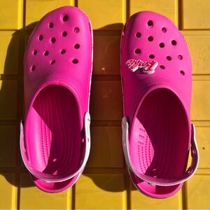 EUC Crocs Slip On Barbie Theme Shoe Pink’s Women Size 11